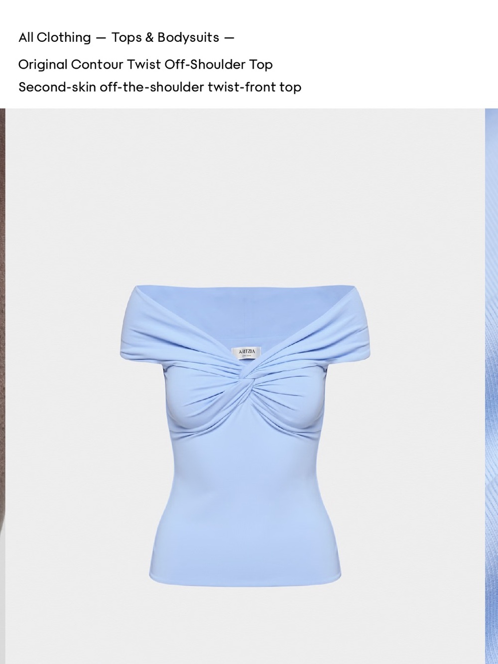 Aritzia Light Blue Off-Shoulder Twist Front Camisole